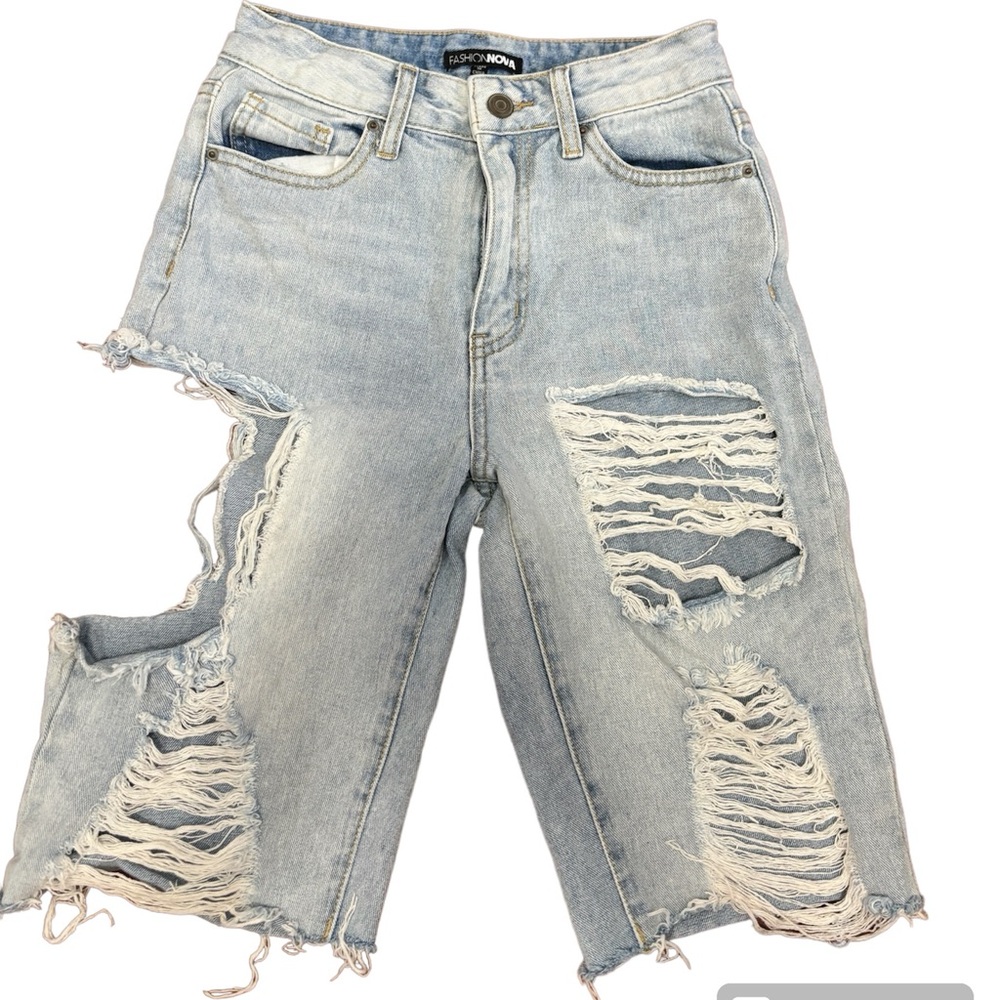 FashionNova Bermuda Ripped Shorts